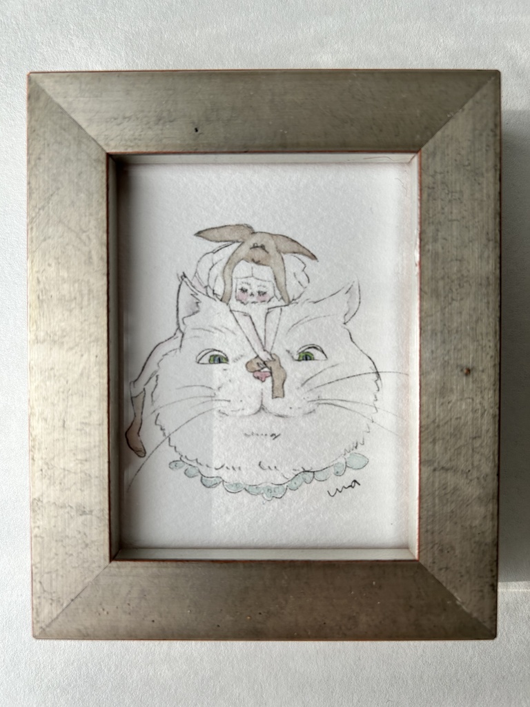 ミニ額水彩画『お昼寝』