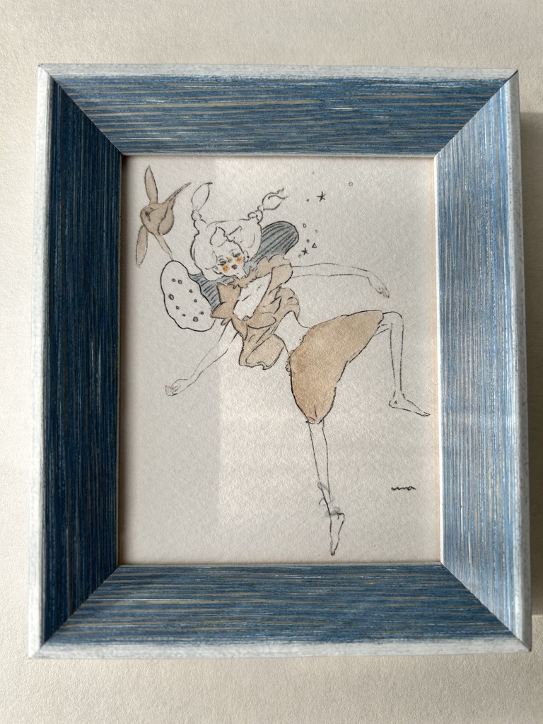 ミニ額水彩画『すやすや』