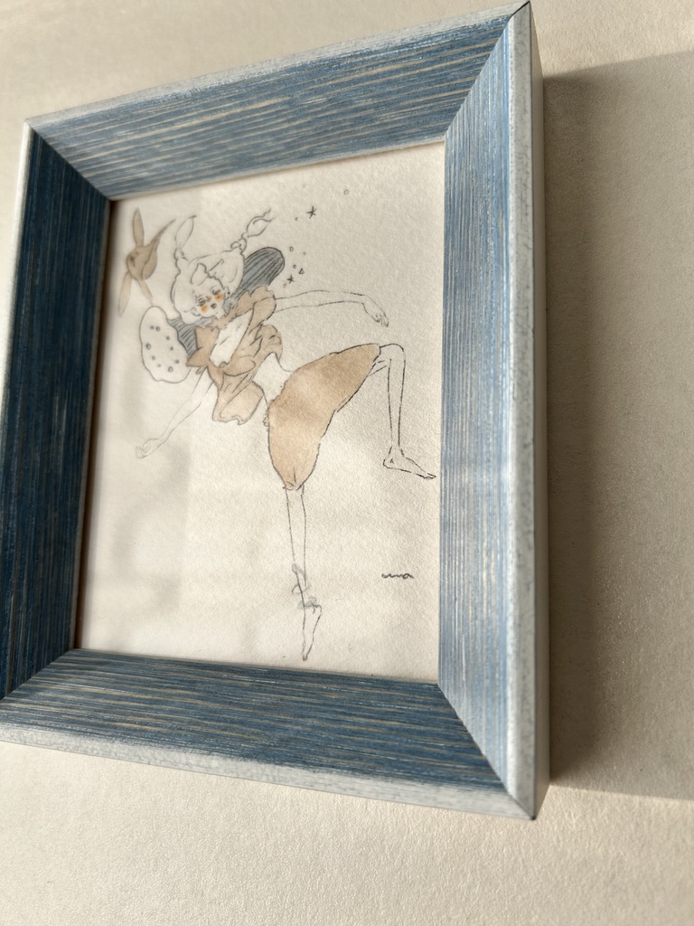 ミニ額水彩画『すやすや』