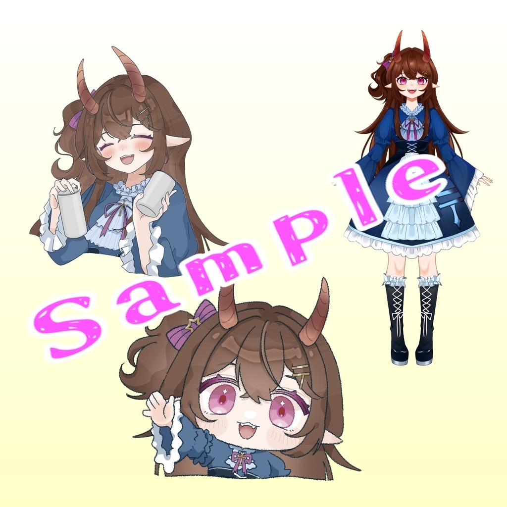【セット商品】メッセージ付き！　甜鬼ちょく　アクリルキーホルダー＆アクリルスタンドお得セット（計３種）