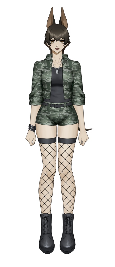 【Live2D練習用】ドーベルマンの女の子【パーツ分け済みイラスト】