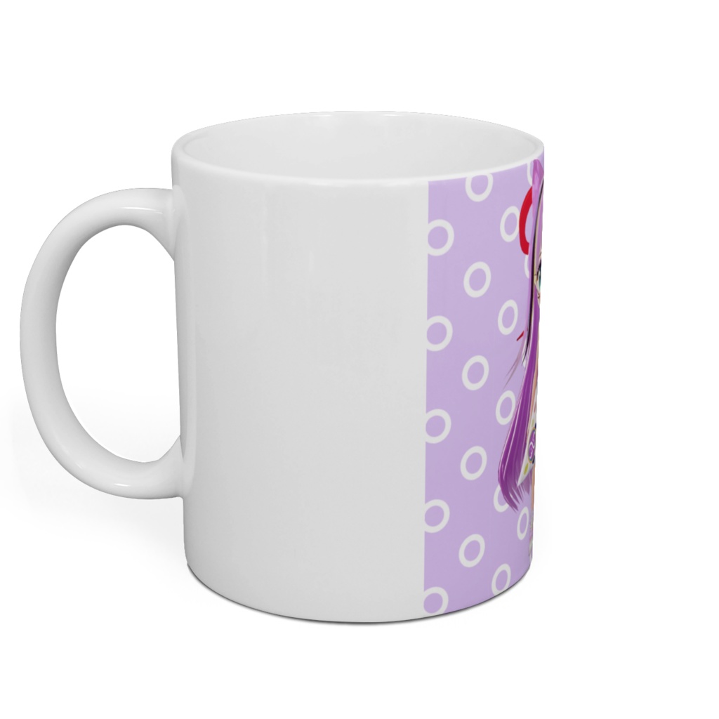 #KCO組オリジナルキャラクターマグカップ 紫ドット、ハート柄