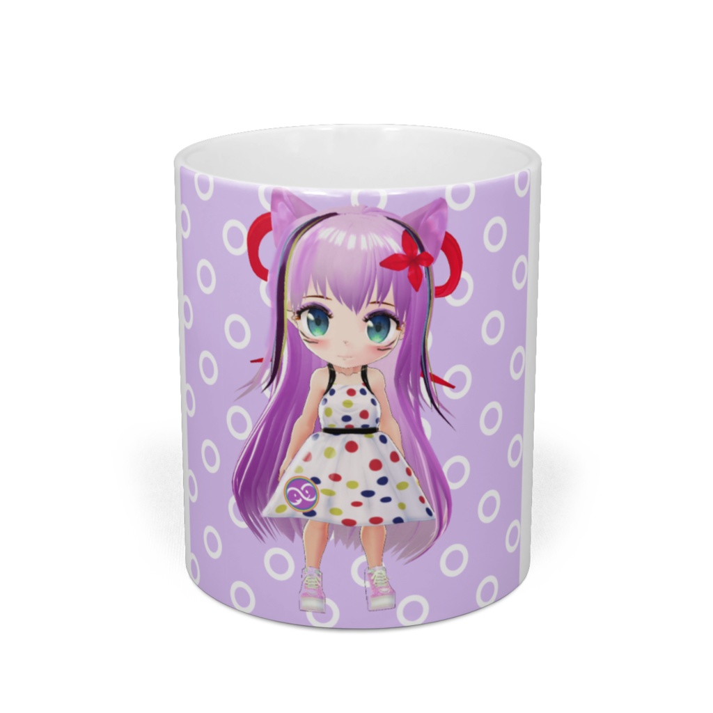 #KCO組オリジナルキャラクターマグカップ 紫ドット、ハート柄