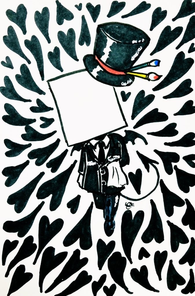 ハートだらけのちびペイントマンポストカード