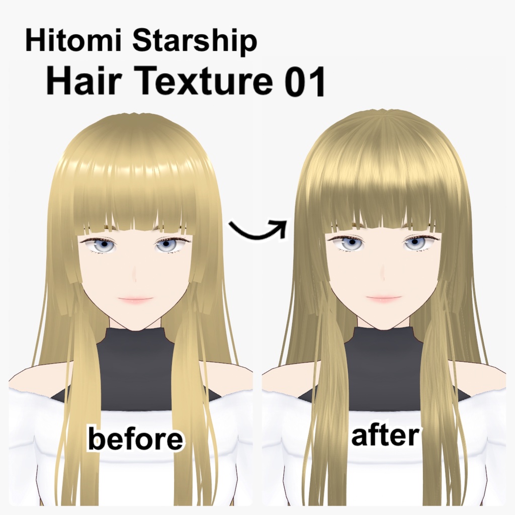 【VRoid】Hitomi Starship Hair Texture 01 ヘアテクスチャ