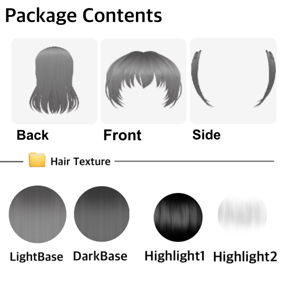 【VRoid】Hairstyle01 エアインテーク ロングヘア