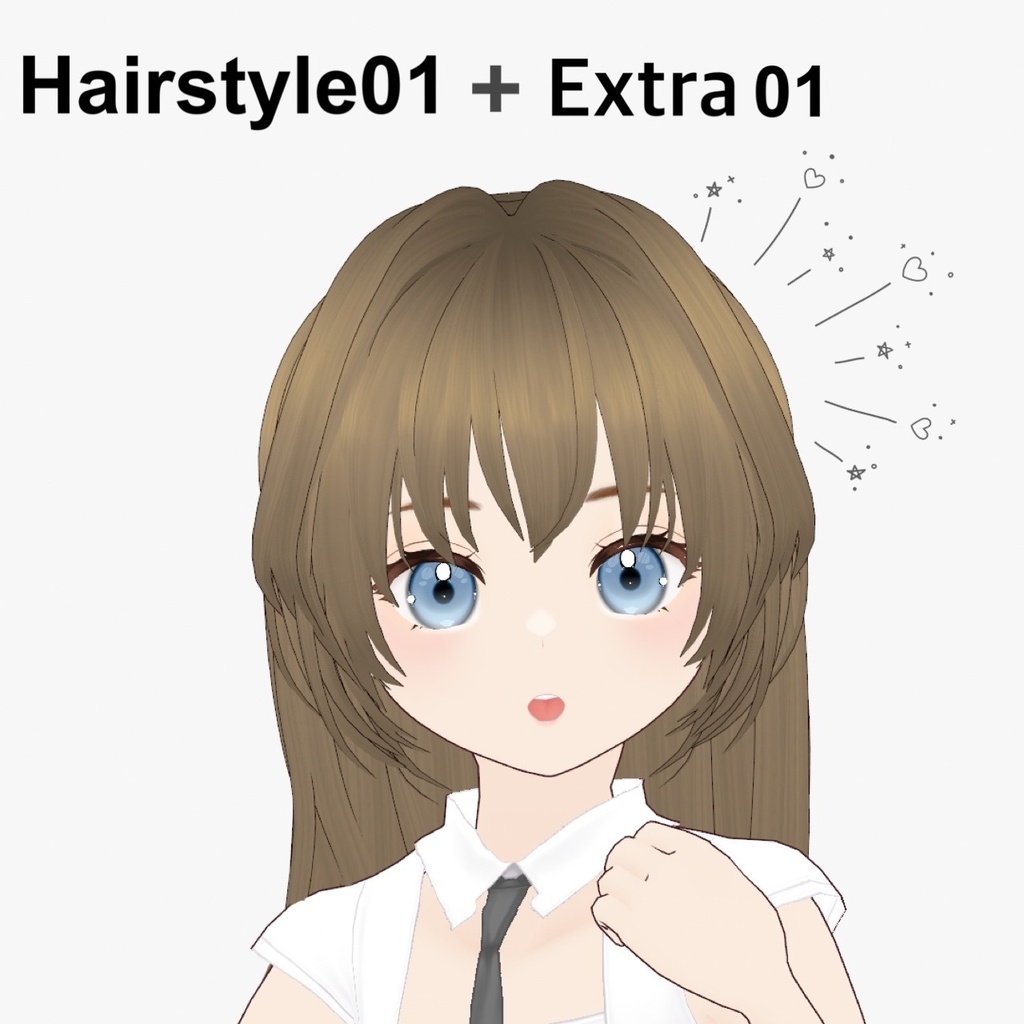 【VRoid】Hairstyle01 エアインテーク ロングヘア