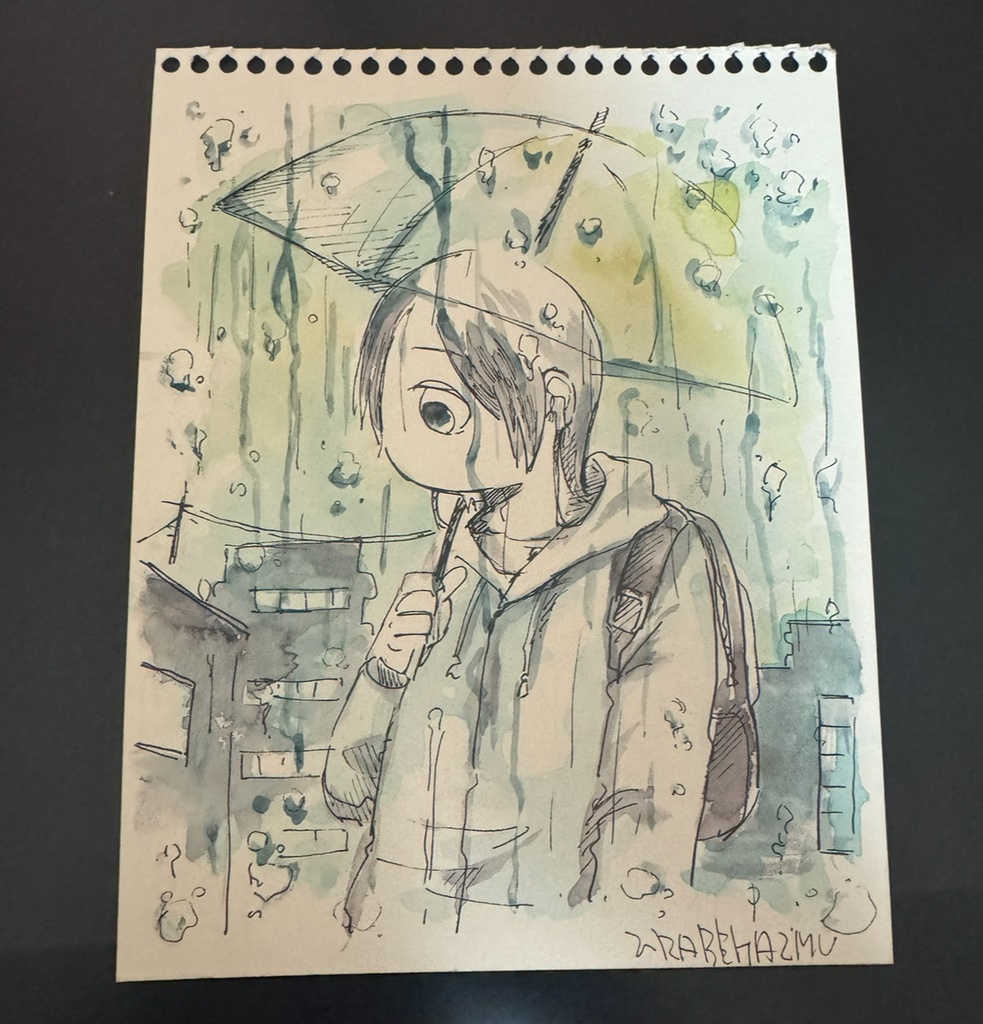 お昼に雨　外は静か