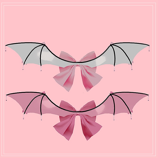 【【VRChat】PB対応/Liltoon】 Ribbon wings / Heart Horn set