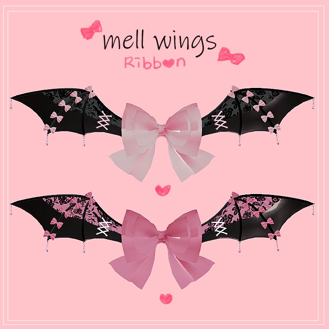 【【VRChat】PB対応/Liltoon】 Ribbon wings / Heart Horn set