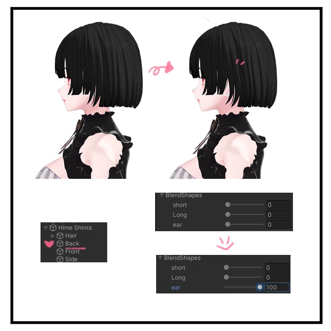 Hime short Hair 【9アバター対応 🖤 Liltoon / VRChat】