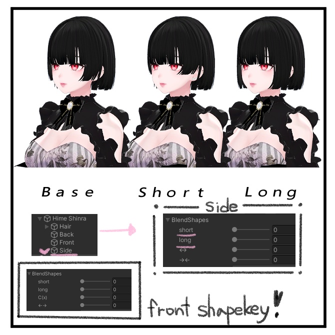 Hime short Hair 【9アバター対応 🖤 Liltoon / VRChat】