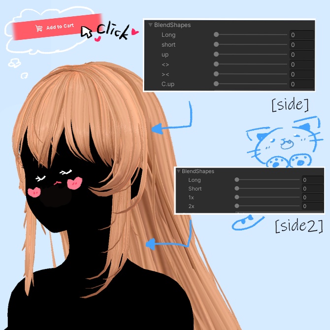 Melling " Long hair " 【8アバター対応 🖤 Liltoon / VRChat】