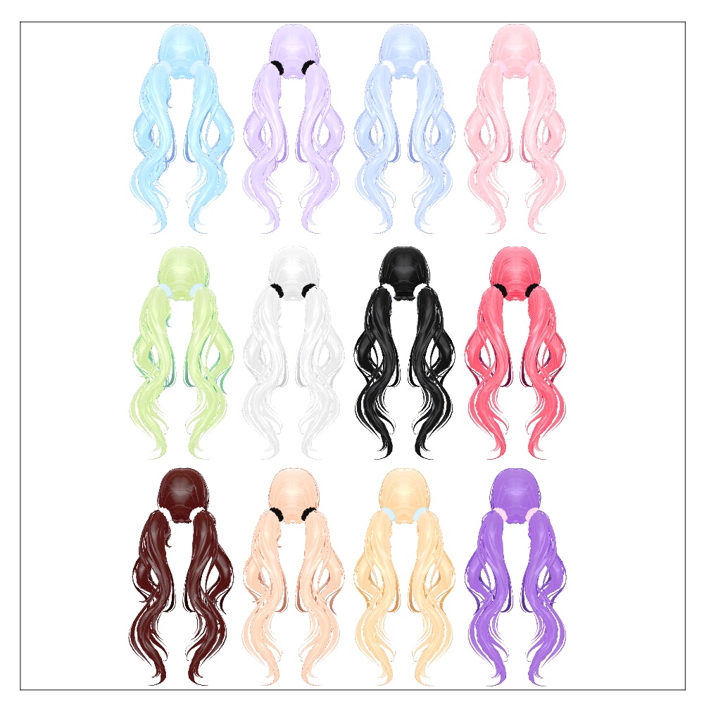 🖤 Melling " ふわふわ Twintail Hair " 【5アバター対応 🖤 Liltoon / VRChat】🖤