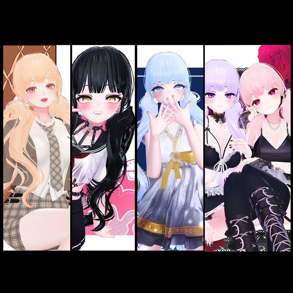 🖤 Melling " ふわふわ Twintail Hair " 【5アバター対応 🖤 Liltoon / VRChat】🖤