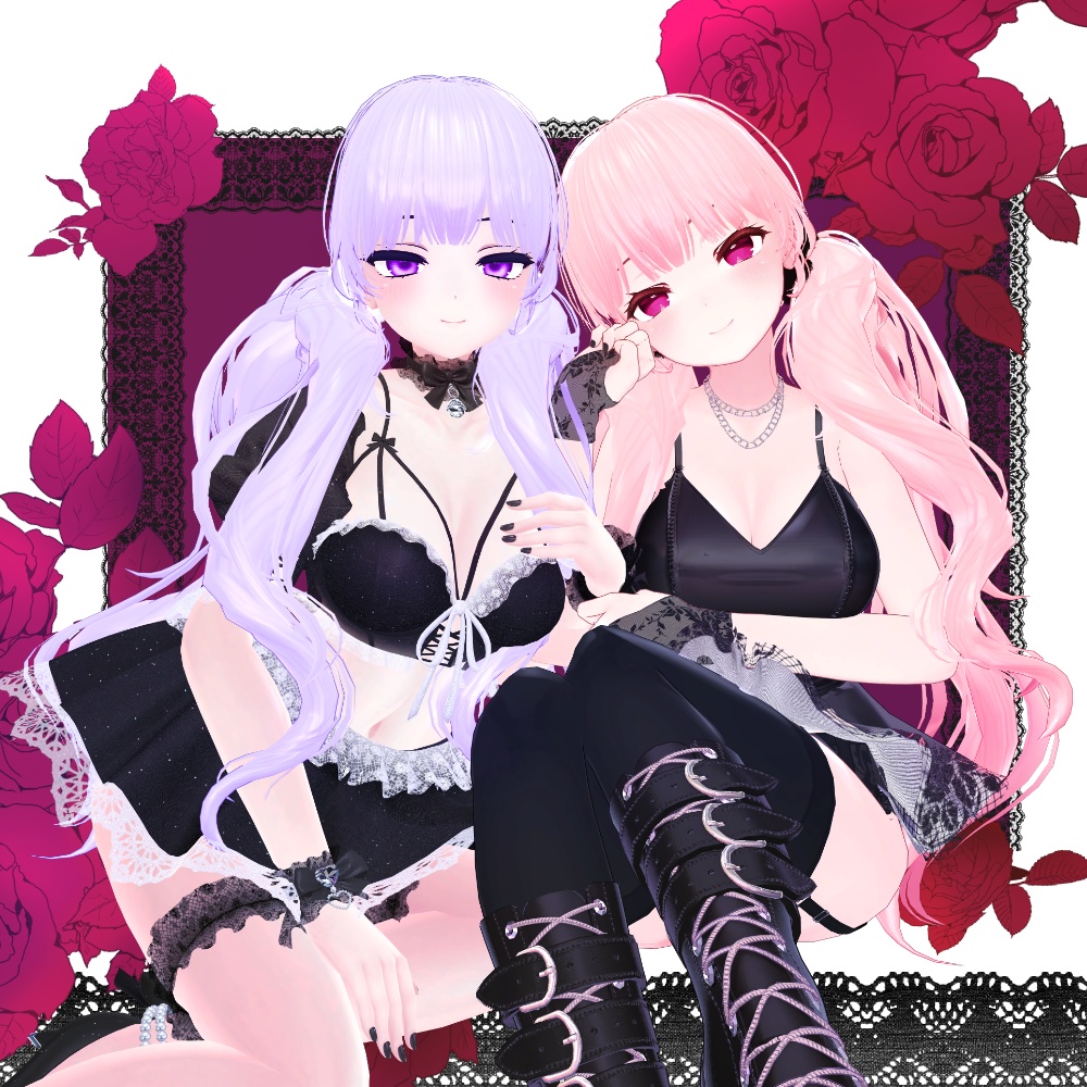 🖤 Melling " ふわふわ Twintail Hair " 【5アバター対応 🖤 Liltoon / VRChat】🖤