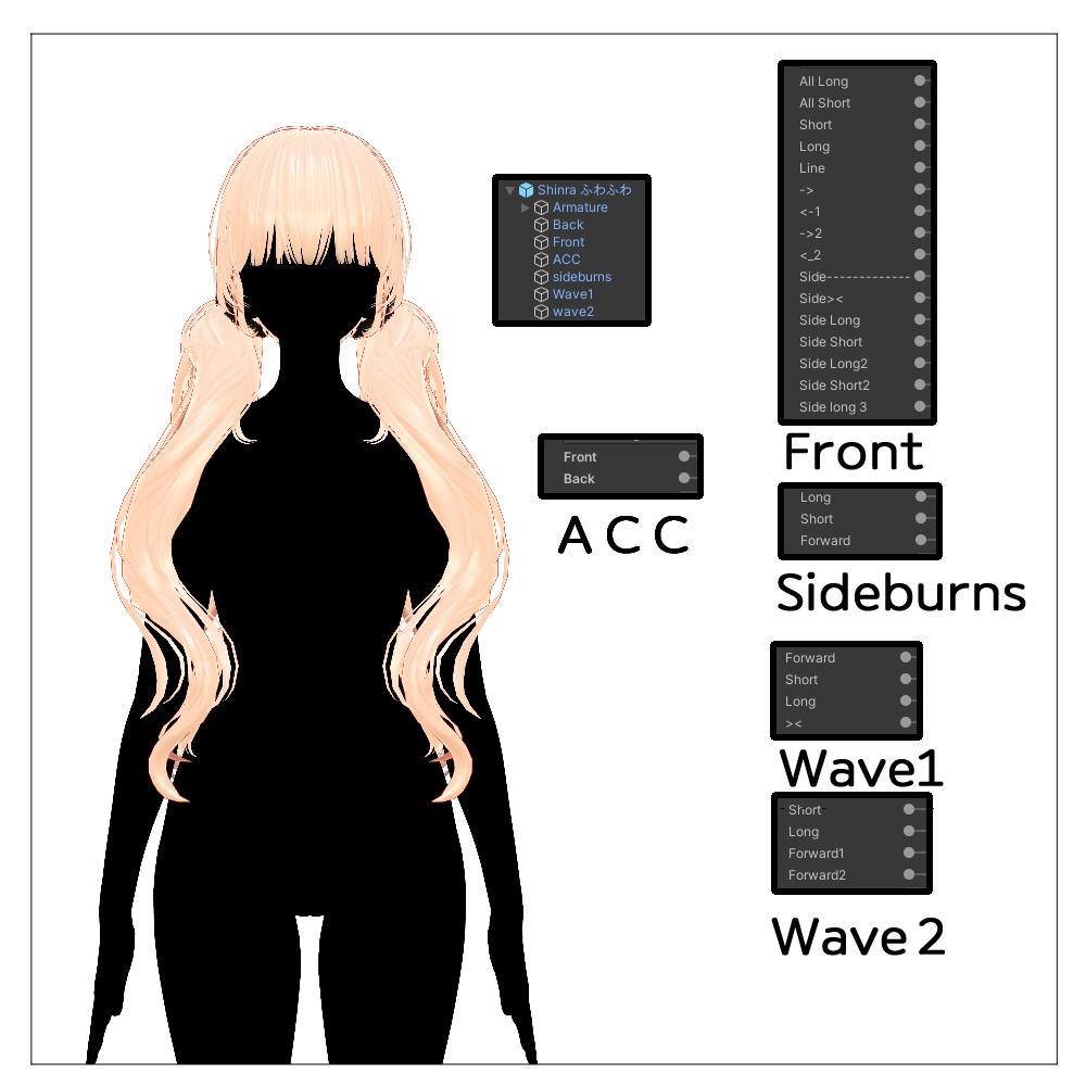 🖤 Melling " ふわふわ Twintail Hair " 【5アバター対応 🖤 Liltoon / VRChat】🖤