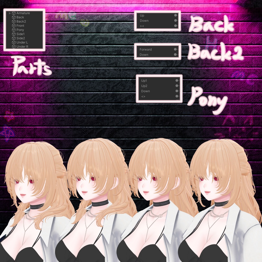 🖤 Melling " Crush on " 2Type Hair 【9アバター対応 🖤 Liltoon / VRChat】🖤