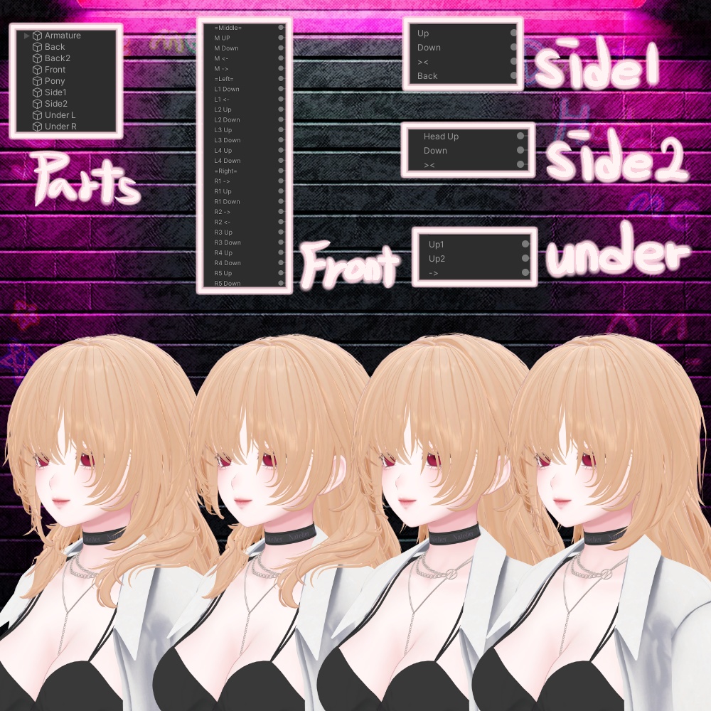 🖤 Melling " Crush on " 2Type Hair 【9アバター対応 🖤 Liltoon / VRChat】🖤