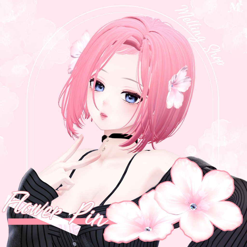 🖤 Melling " Flower pin" 🖤 Liltoon / VRChat】🖤