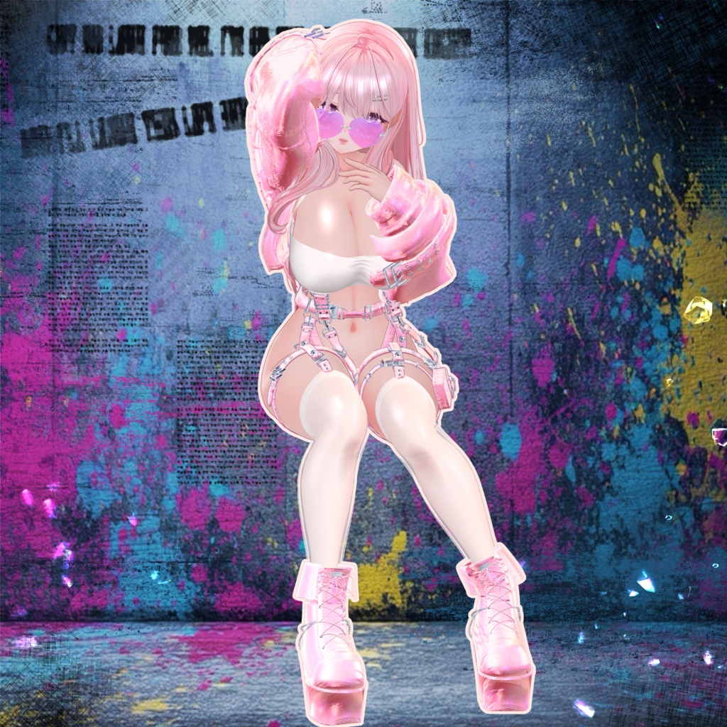 🖤Melling " Punky Luv" 【7対応 🖤 Liltoon / VRChat】*Free*Heart Sunglasses🖤