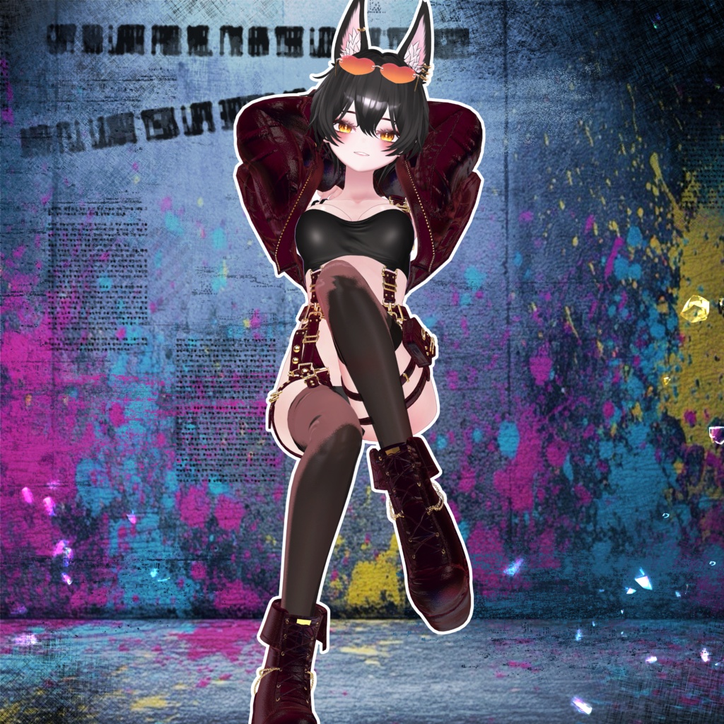 🖤Melling " Punky Luv" 【7対応 🖤 Liltoon / VRChat】*Free*Heart Sunglasses🖤