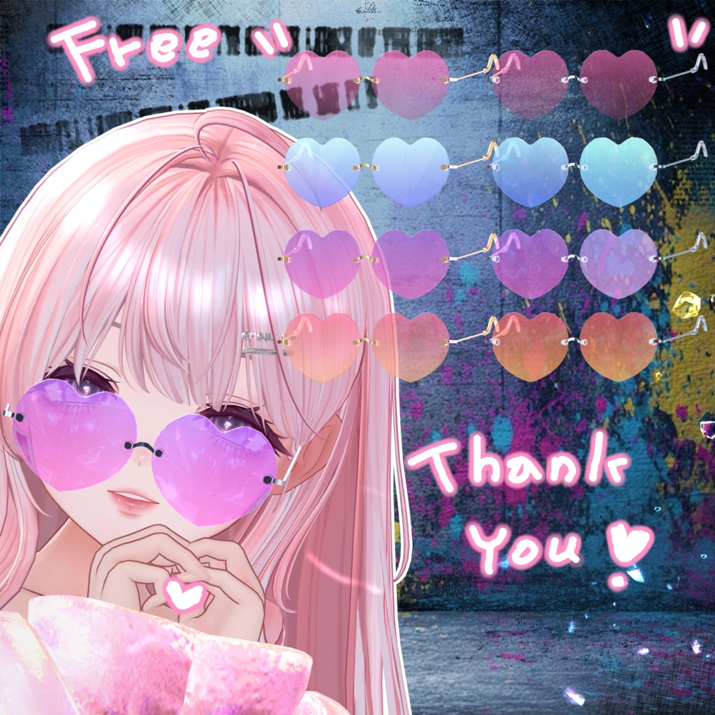 🖤Melling " Punky Luv" 【7対応 🖤 Liltoon / VRChat】*Free*Heart Sunglasses🖤