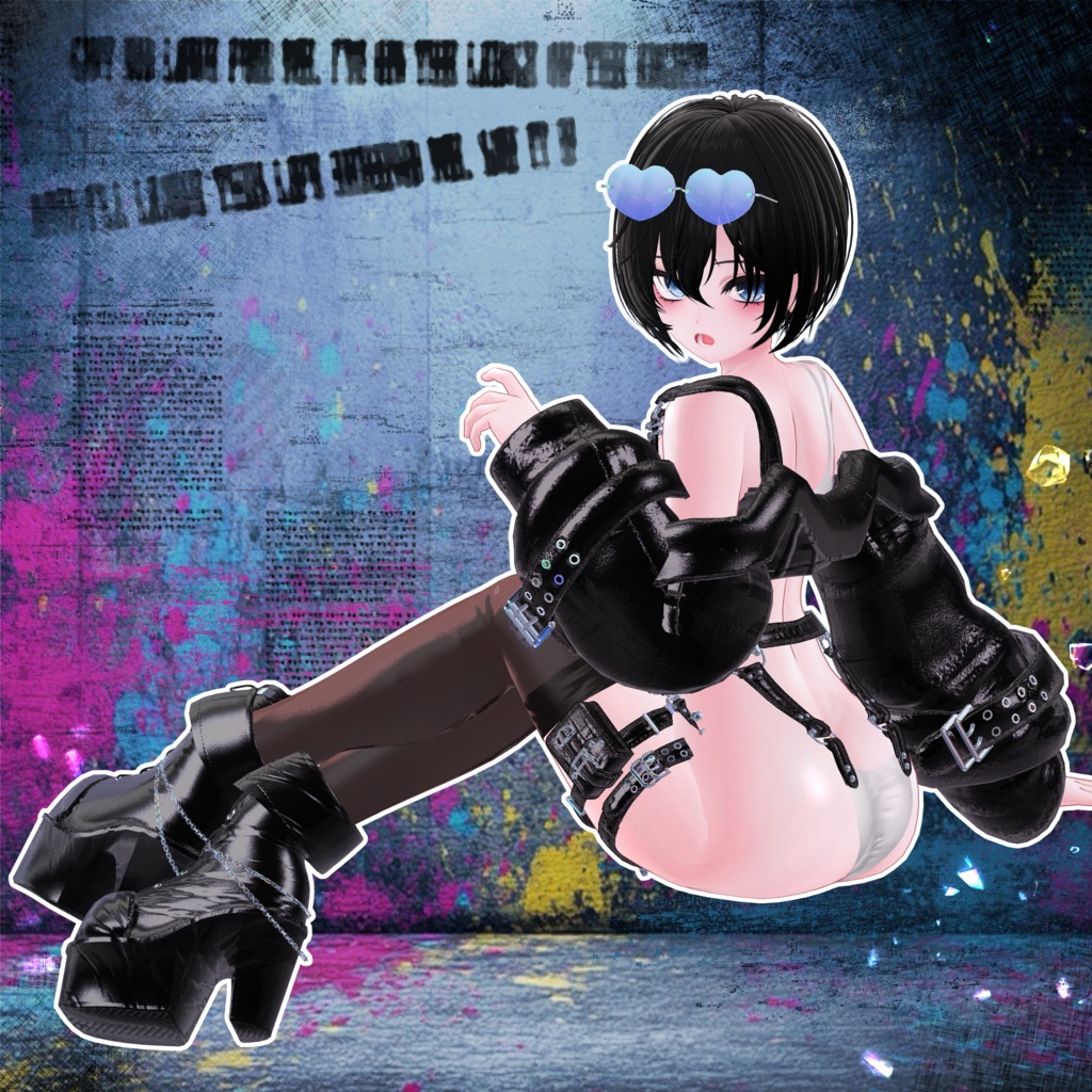 🖤Melling " Punky Luv" 【7対応 🖤 Liltoon / VRChat】*Free*Heart Sunglasses🖤