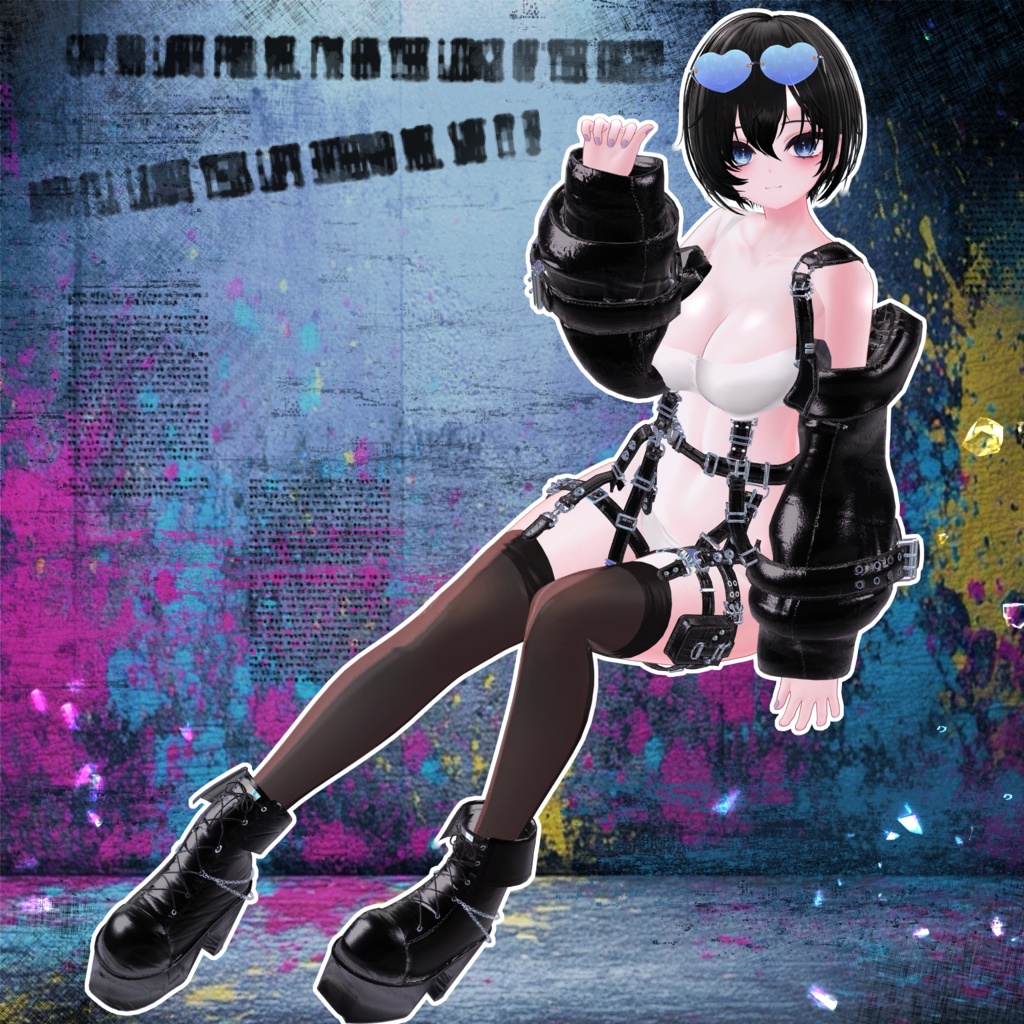 🖤Melling " Punky Luv" 【7対応 🖤 Liltoon / VRChat】*Free*Heart Sunglasses🖤