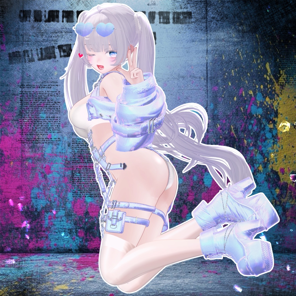 🖤Melling " Punky Luv" 【7対応 🖤 Liltoon / VRChat】*Free*Heart Sunglasses🖤