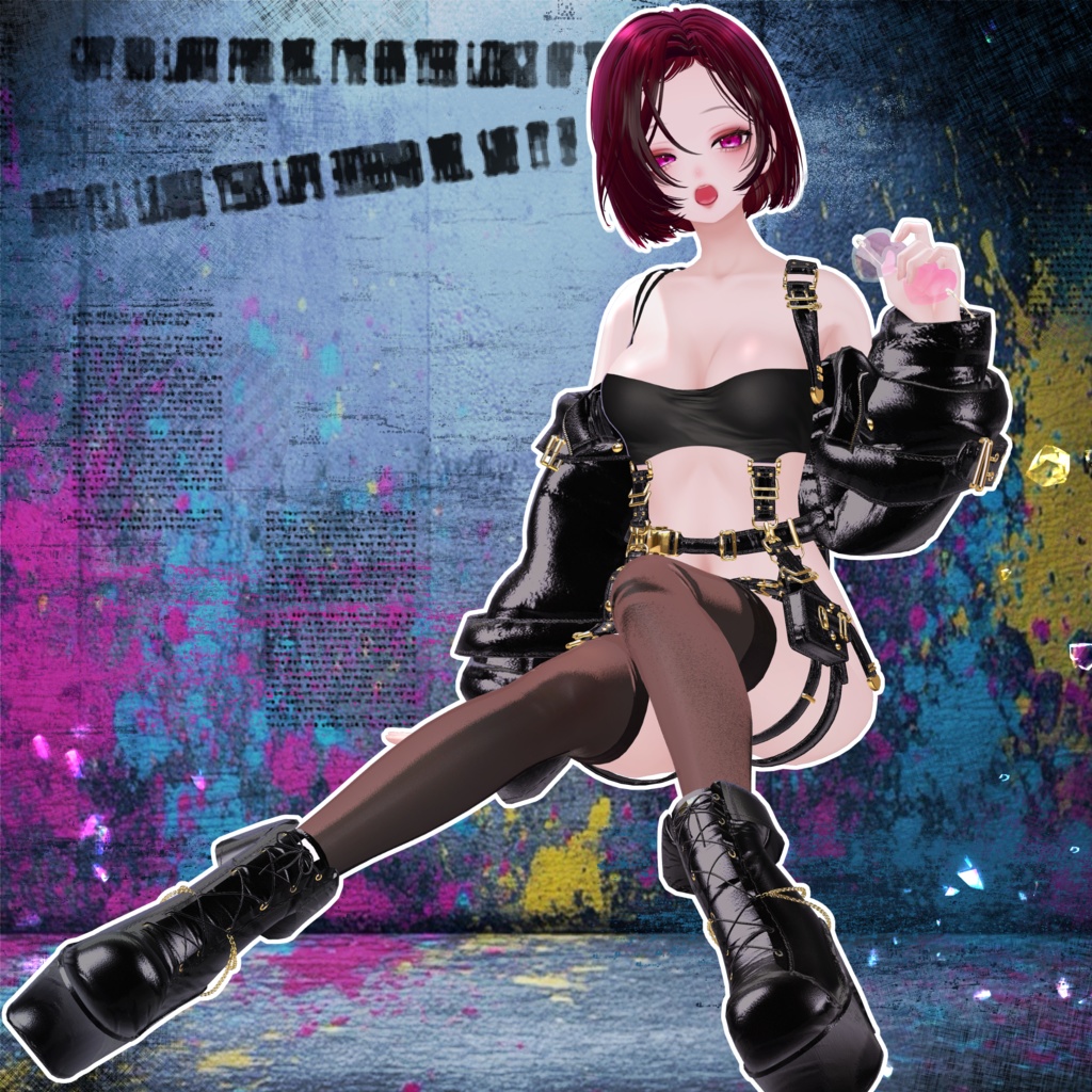 🖤Melling " Punky Luv" 【7対応 🖤 Liltoon / VRChat】*Free*Heart Sunglasses🖤