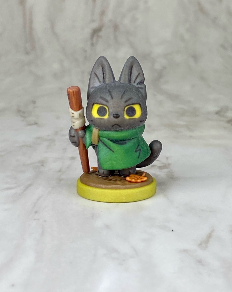 旅立つー黒猫/フルカラー3Dプリント製