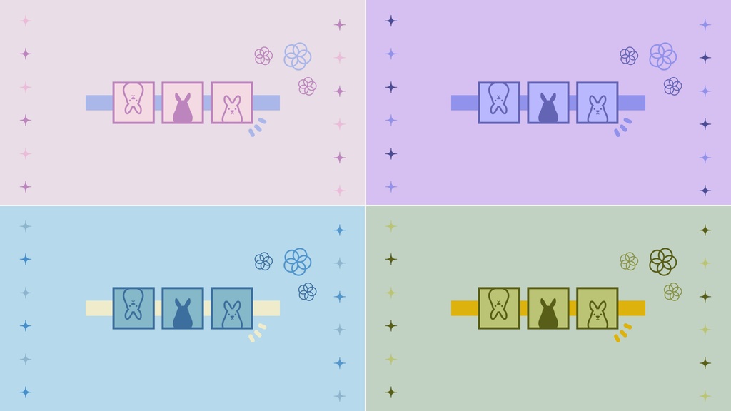 【無料/8カラー】ウサギモチーフシーンチェンジ【配信素材】