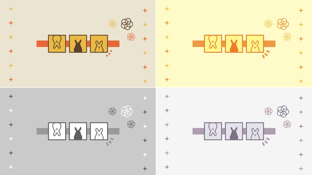 【無料/8カラー】ウサギモチーフシーンチェンジ【配信素材】