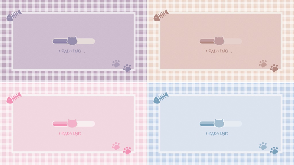 【無料/4カラー】猫モチーフシーンチェンジ【配信素材】