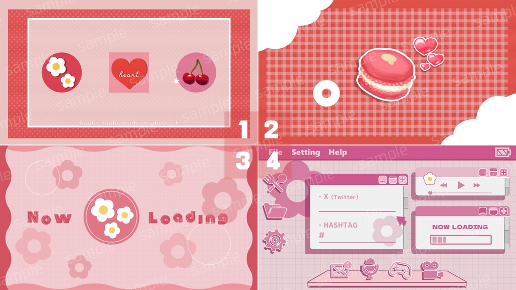 【4色】シーンチェンジ×3/待機画面×1、ループ可【配信素材】