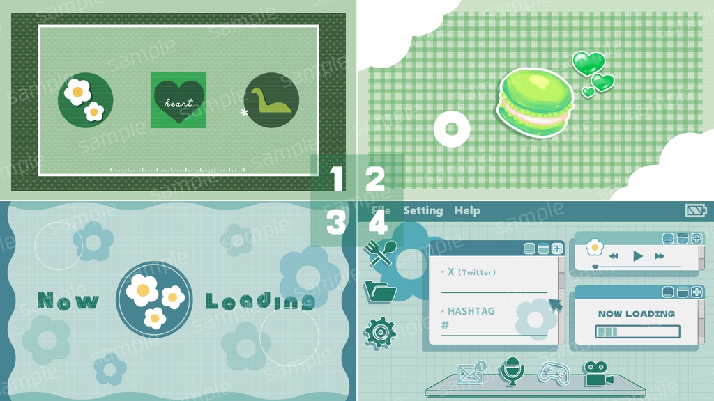 【4色】シーンチェンジ×3/待機画面×1、ループ可【配信素材】