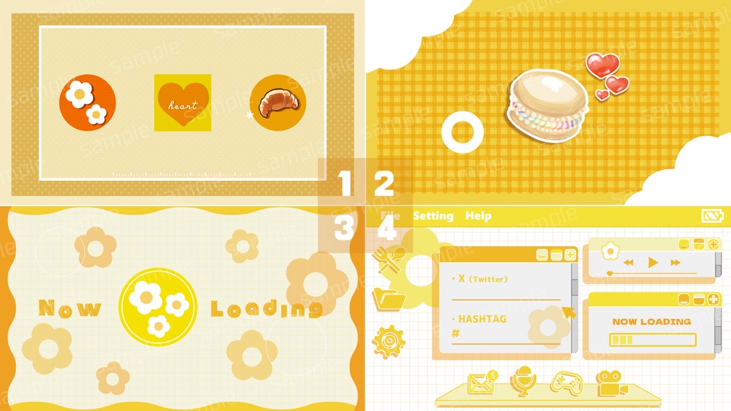 【4色】シーンチェンジ×3/待機画面×1、ループ可【配信素材】