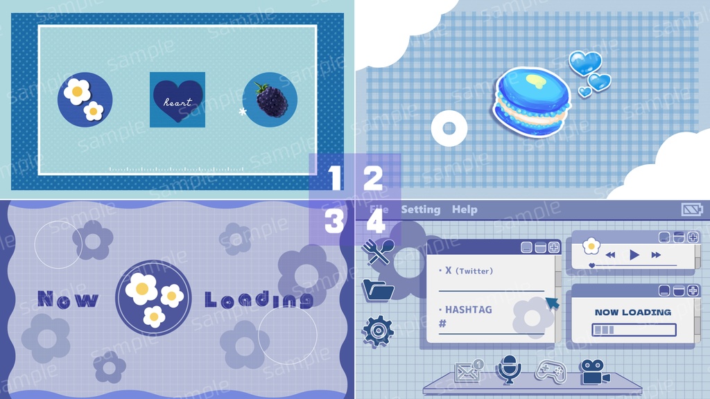 【4色】シーンチェンジ×3/待機画面×1、ループ可【配信素材】