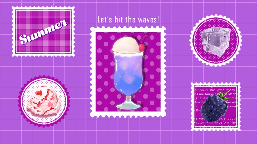 【無料/4カラー】切手/夏/シーンチェンジ【配信素材】