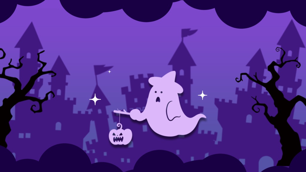 【無料/4カラー】おばけ/ハロウィン/シーンチェンジ【配信素材】