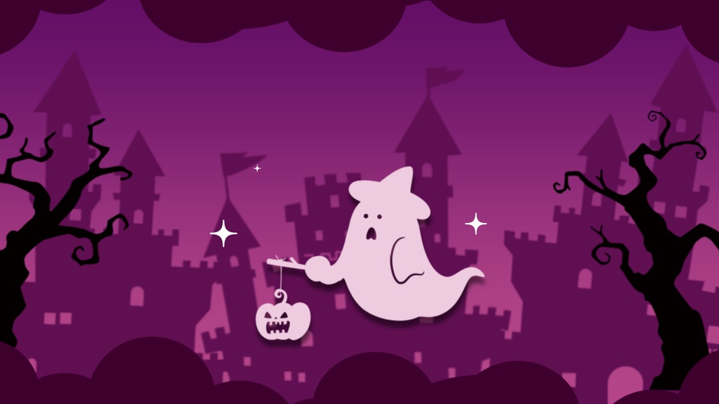 【無料/4カラー】おばけ/ハロウィン/シーンチェンジ【配信素材】