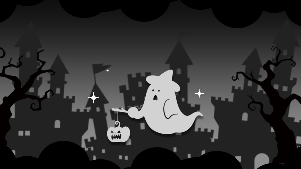 【無料/4カラー】おばけ/ハロウィン/シーンチェンジ【配信素材】