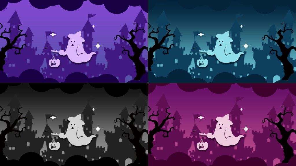 【無料/4カラー】おばけ/ハロウィン/シーンチェンジ【配信素材】
