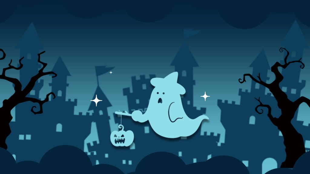 【無料/4カラー】おばけ/ハロウィン/シーンチェンジ【配信素材】