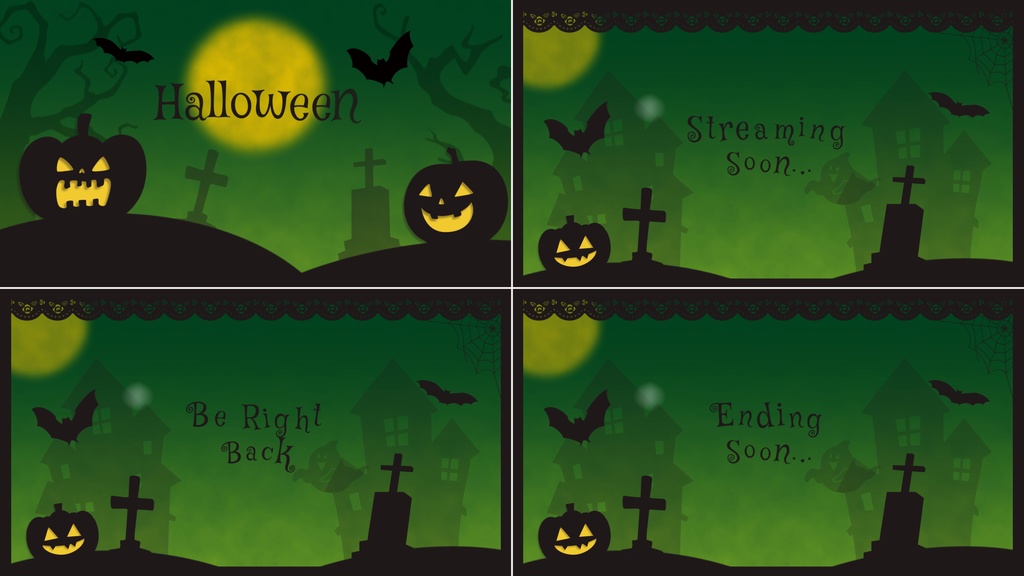 【4色】ハロウィンver.トランジション/待機画面ループ可【配信素材】