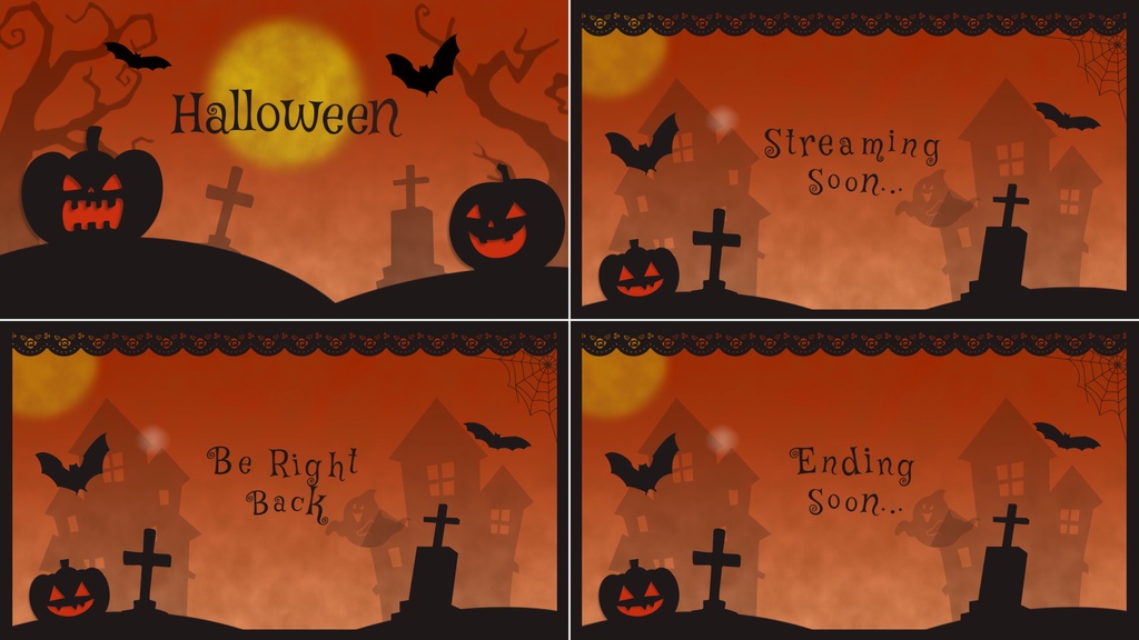 【4色】ハロウィンver.トランジション/待機画面ループ可【配信素材】