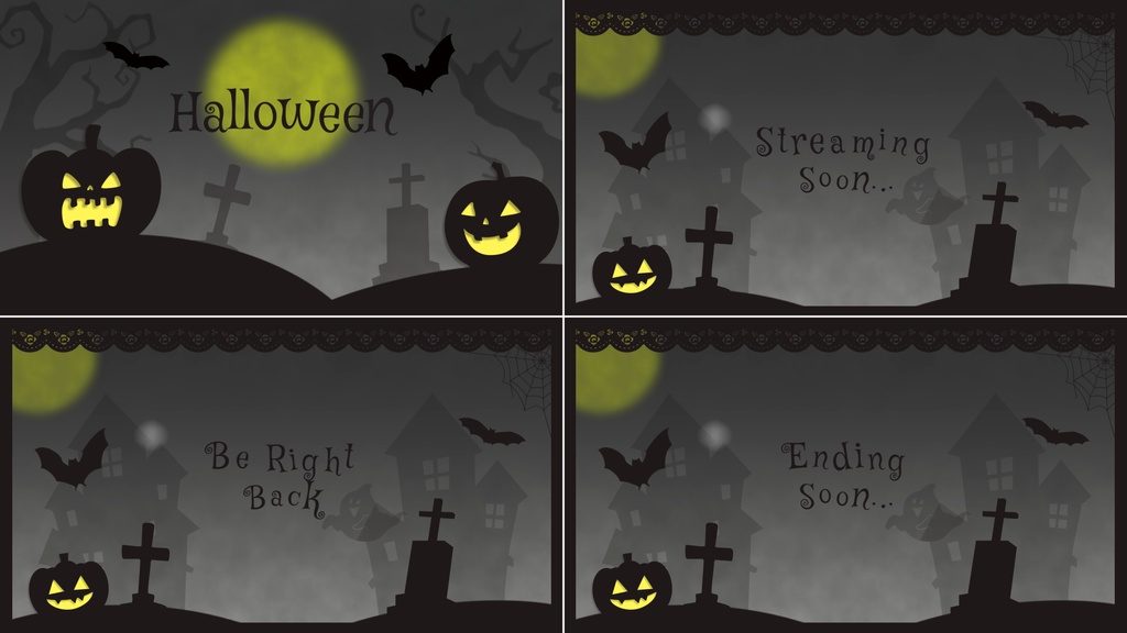 【4色】ハロウィンver.トランジション/待機画面ループ可【配信素材】