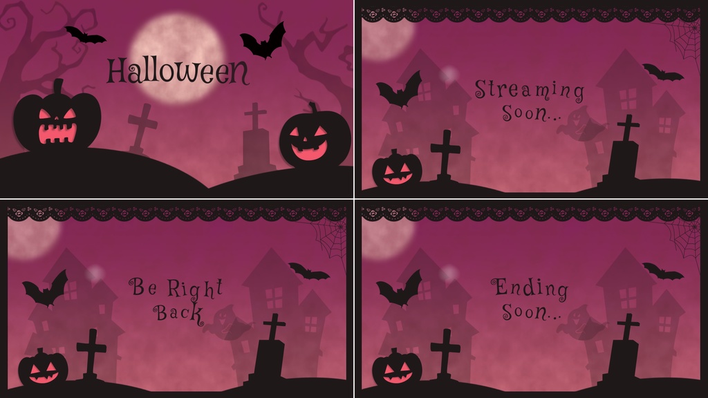 【4色】ハロウィンver.トランジション/待機画面ループ可【配信素材】