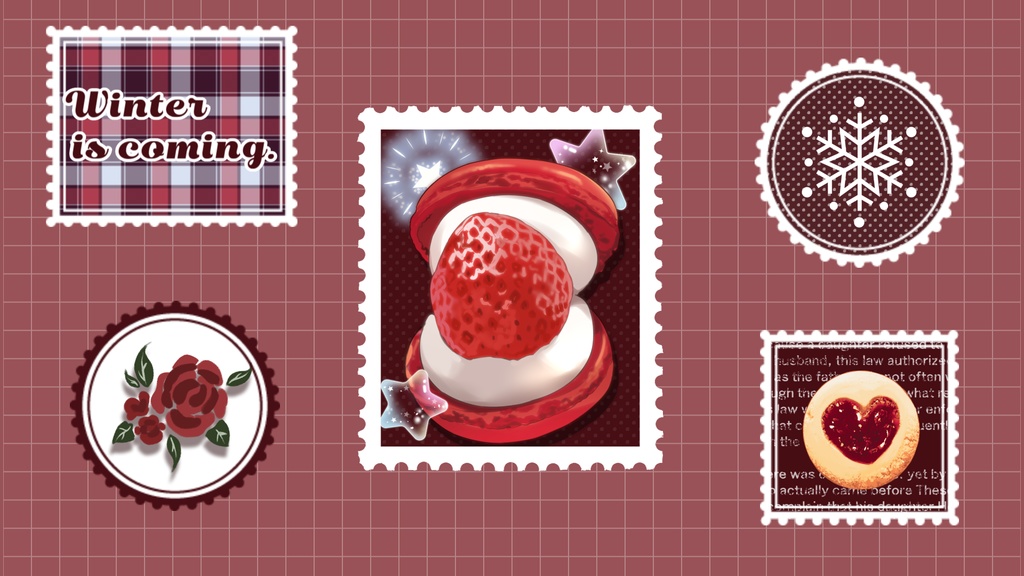 【無料/4カラー】切手/ケーキ/シーンチェンジ【配信素材】